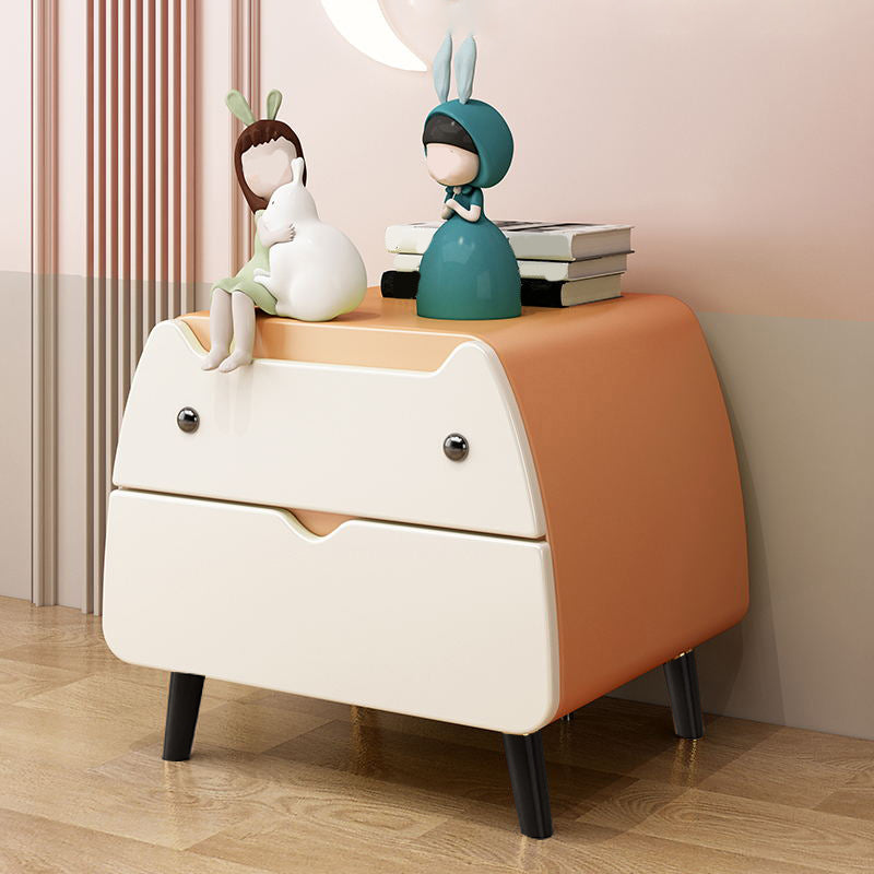 Oak Nursery Nightstand with Drawers Flat Top Animals Kids Bedside Table