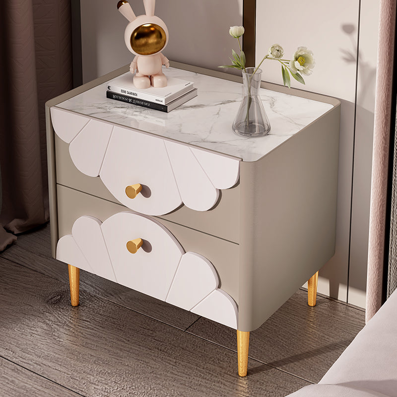 Solid Wood Kids Bedside Table with Drawers Flat Top Neutral Nursery Nightstand