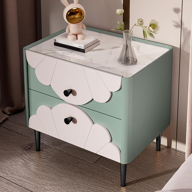 Solid Wood Kids Bedside Table with Drawers Flat Top Neutral Nursery Nightstand