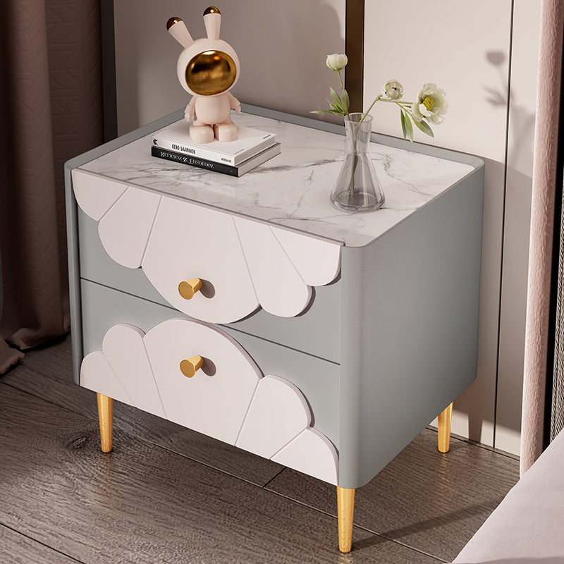 Solid Wood Kids Bedside Table with Drawers Flat Top Neutral Nursery Nightstand