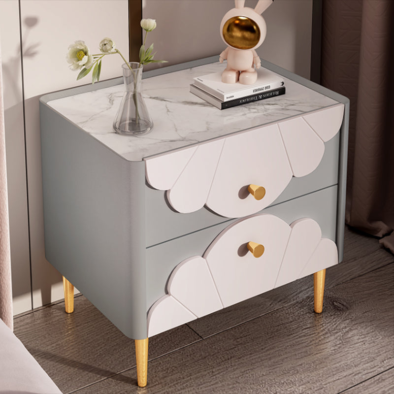 Solid Wood Kids Bedside Table with Drawers Flat Top Neutral Nursery Nightstand