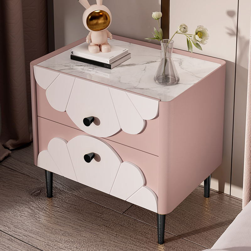 Solid Wood Kids Bedside Table with Drawers Flat Top Neutral Nursery Nightstand