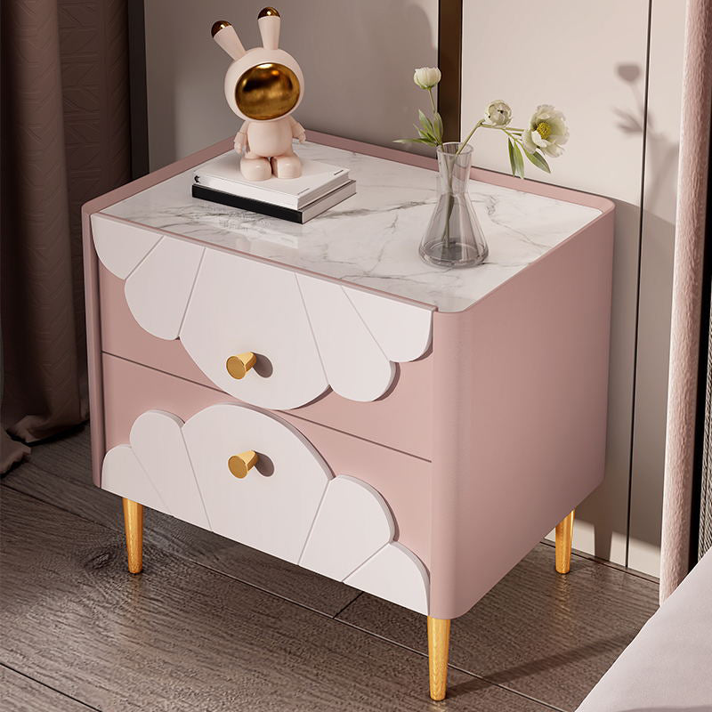 Solid Wood Kids Bedside Table with Drawers Flat Top Neutral Nursery Nightstand