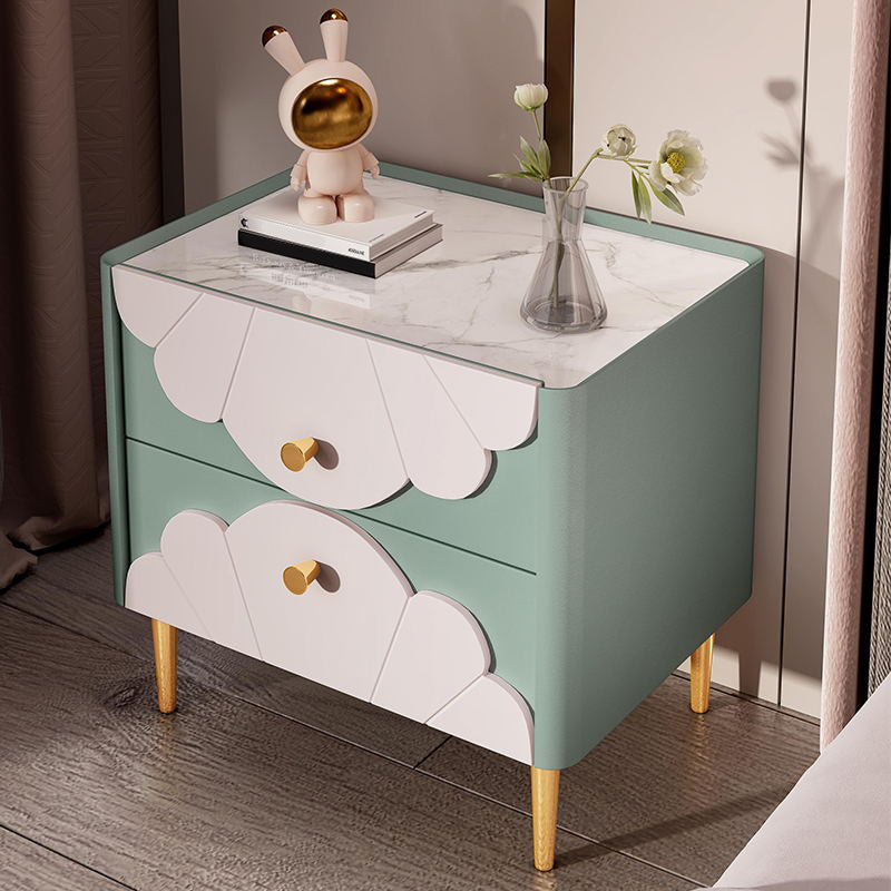 Solid Wood Kids Bedside Table with Drawers Flat Top Neutral Nursery Nightstand