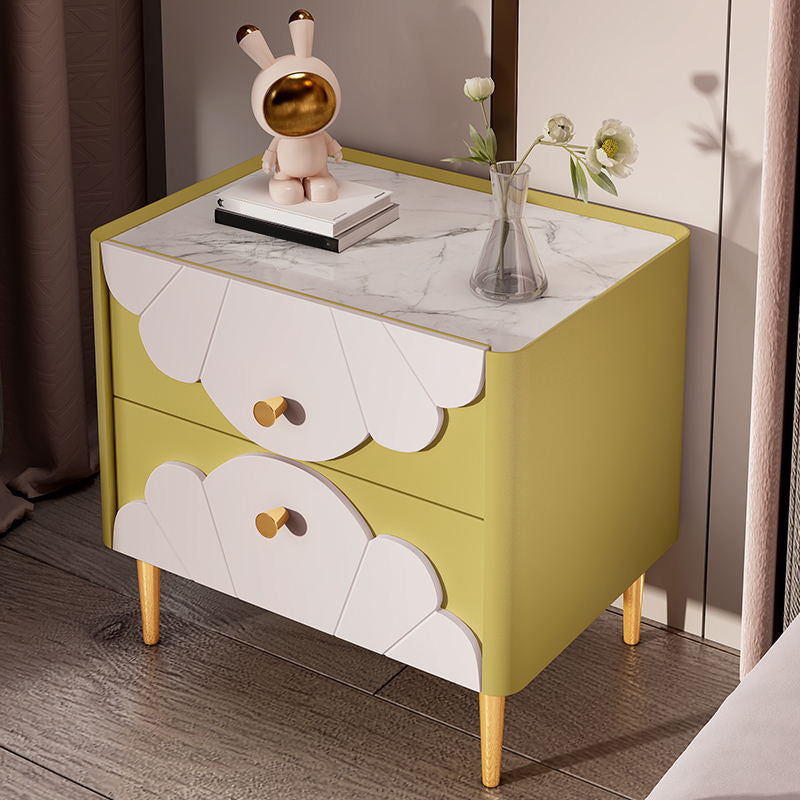 Solid Wood Kids Bedside Table with Drawers Flat Top Neutral Nursery Nightstand