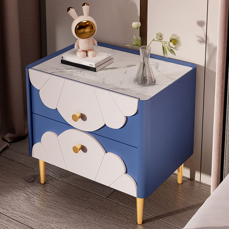 Solid Wood Kids Bedside Table with Drawers Flat Top Neutral Nursery Nightstand