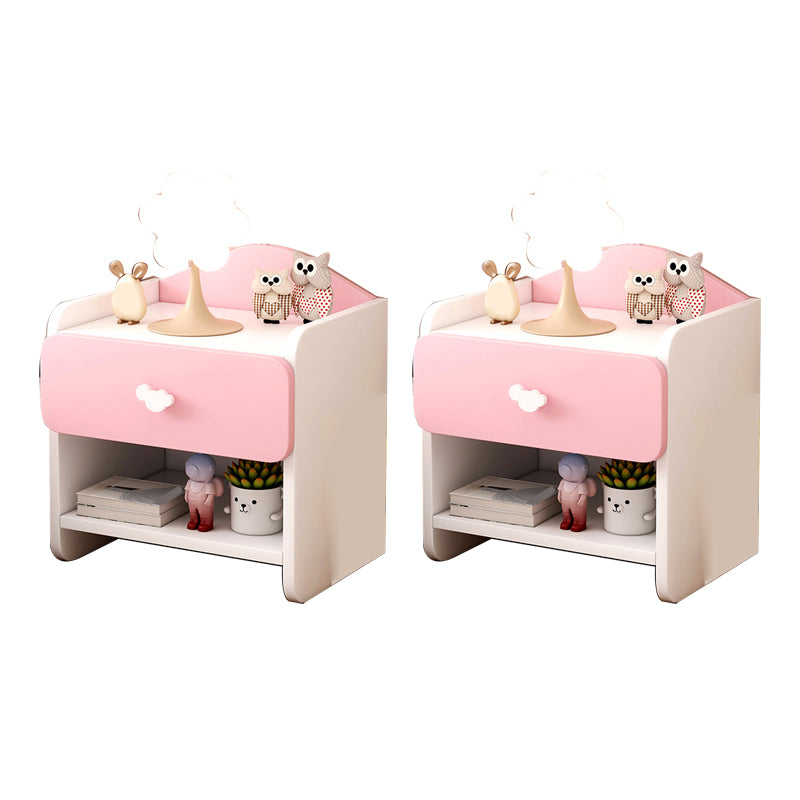 Nightstand Kids with Drawers Manufactured Wood Flat Top Neutral Kids Bedside Table