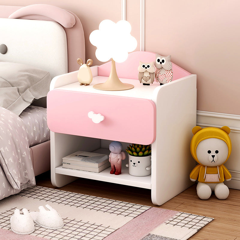 Nightstand Kids with Drawers Manufactured Wood Flat Top Neutral Kids Bedside Table