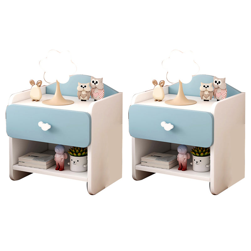 Nightstand Kids with Drawers Manufactured Wood Flat Top Neutral Kids Bedside Table