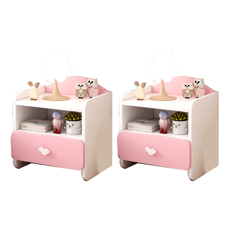 Nightstand Kids with Drawers Manufactured Wood Flat Top Neutral Kids Bedside Table