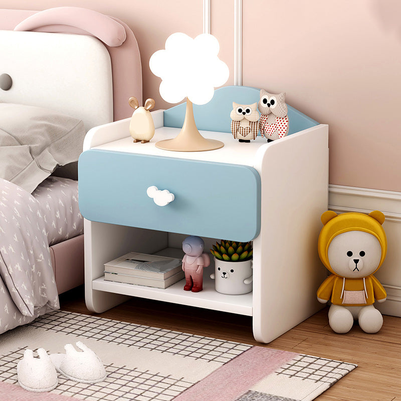 Nightstand Kids with Drawers Manufactured Wood Flat Top Neutral Kids Bedside Table