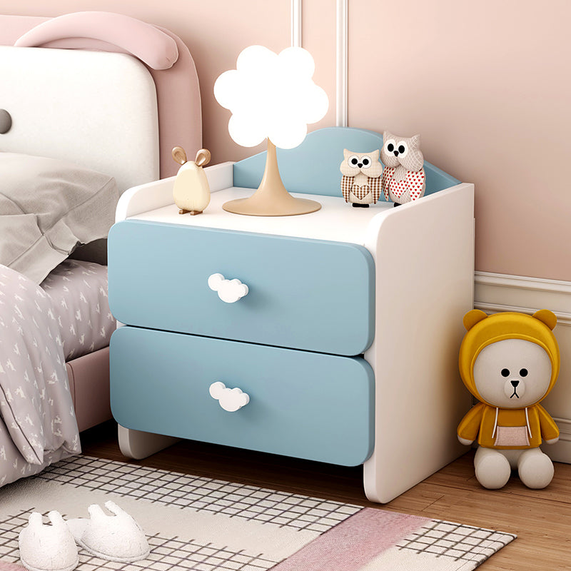 Nightstand Kids with Drawers Manufactured Wood Flat Top Neutral Kids Bedside Table