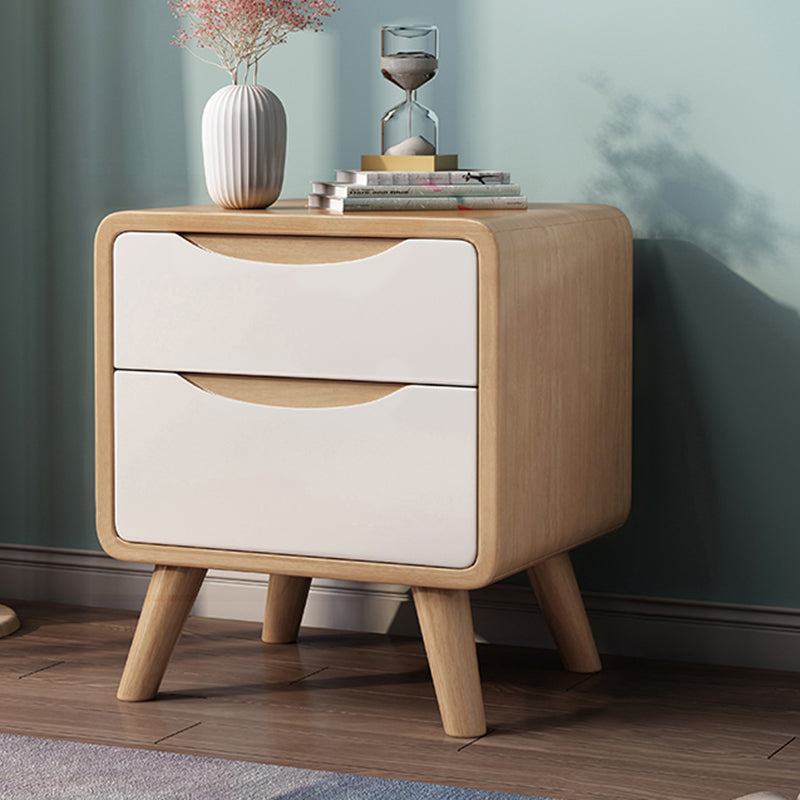 Rubberwood Nursery Nightstand with 3 Drawers Modern Nightstand Kids