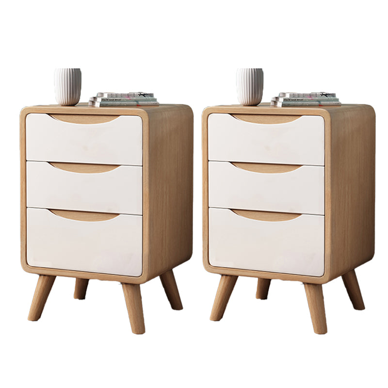 Rubberwood Nursery Nightstand with 3 Drawers Modern Nightstand Kids