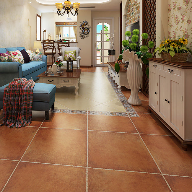 Traditional Style Water Resistant Tile Straight Edge Square Floor Tile