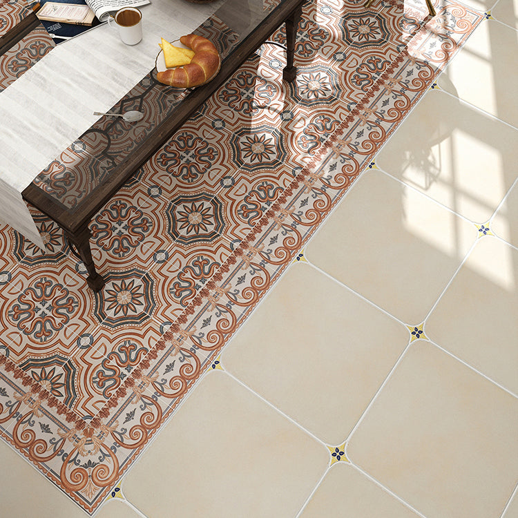 Square Floor Tile Straight Edge Traditional Style Singular Tile