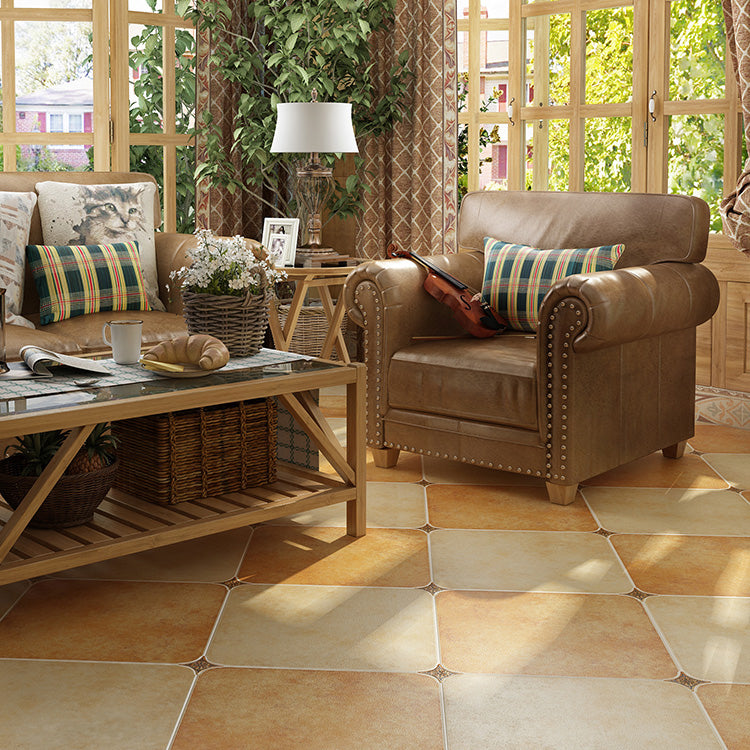 Square Floor Tile Straight Edge Traditional Style Singular Tile