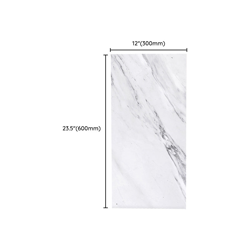 Rectangle Floor Tile Straight Edge Polished Marbling Singular Tile