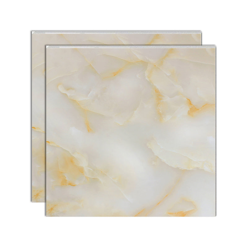 Square Floor Tile Straight Edge Polished Marbling Singular Tile