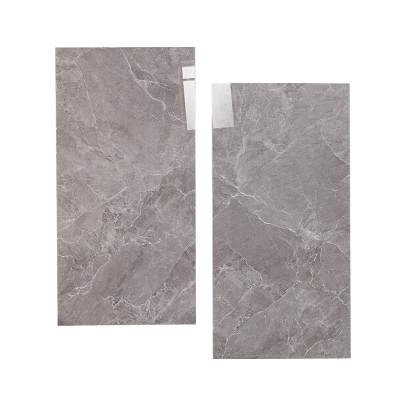 Gray Tone Floor Tile Straight Edge Polished Marbling Singular Tile