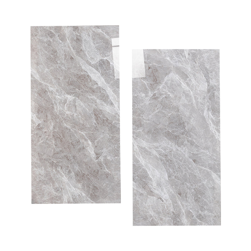 Gray Tone Floor Tile Straight Edge Polished Marbling Singular Tile