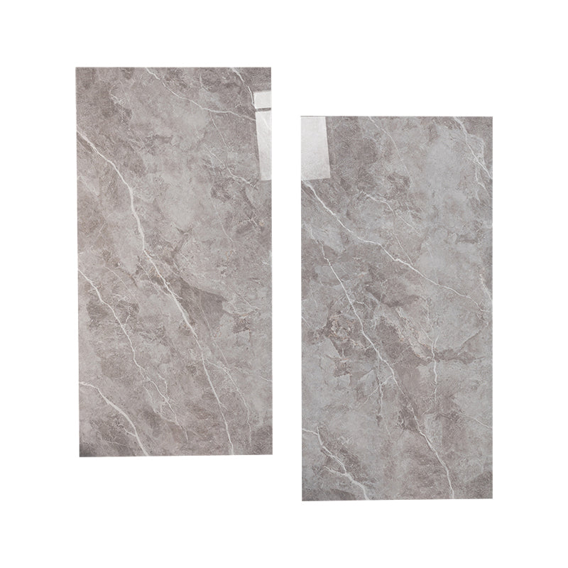 Gray Tone Floor Tile Straight Edge Polished Marbling Singular Tile