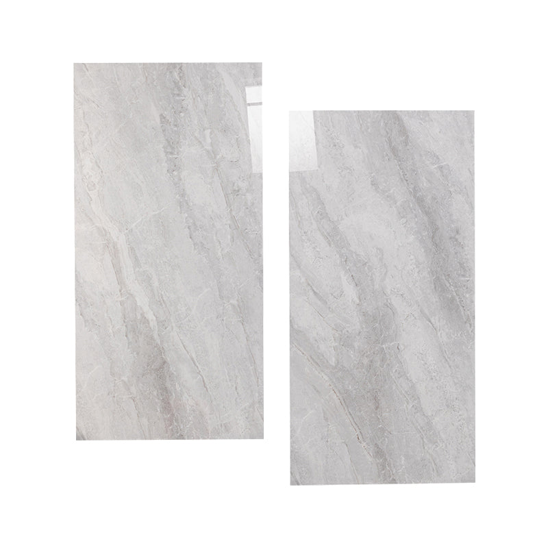 Gray Tone Floor Tile Straight Edge Polished Marbling Singular Tile