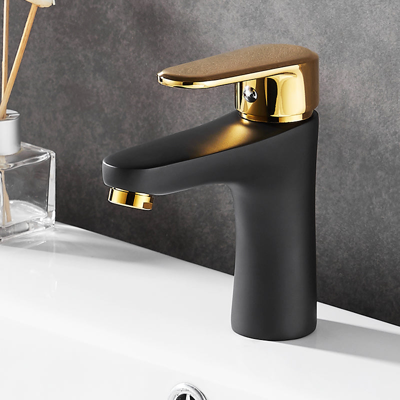 Black-Gold Vessel Sink Faucet Lever Handle Low Arc Vessel Faucet