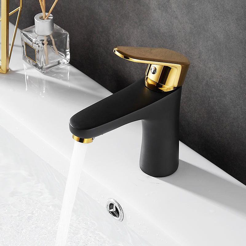 Black-Gold Vessel Sink Faucet Lever Handle Low Arc Vessel Faucet