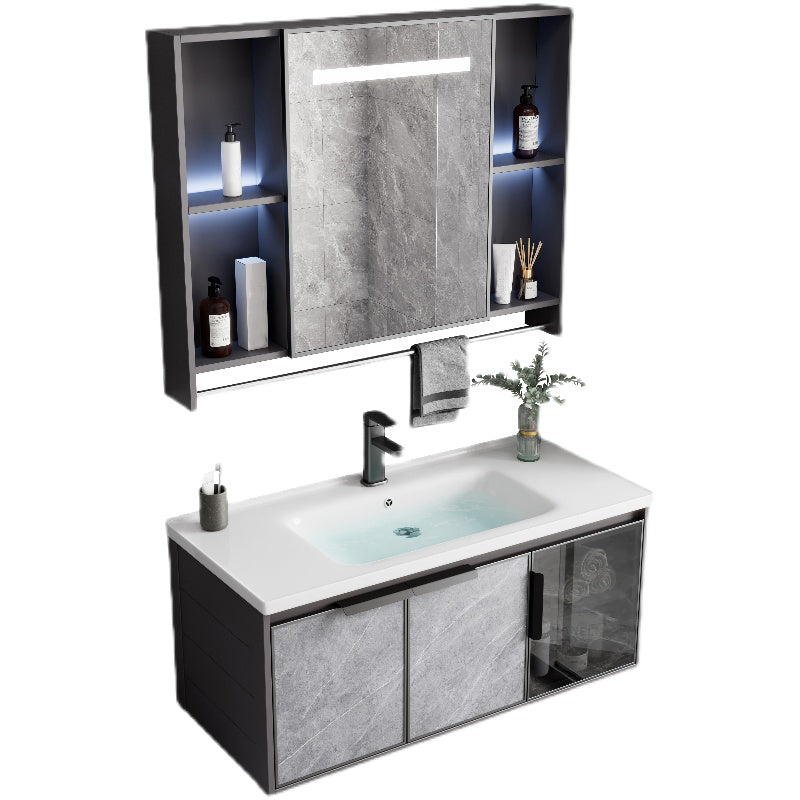 Metal Bathroom Sink Vanity Wall-Mounted Bathroom Vanity with Sink Included