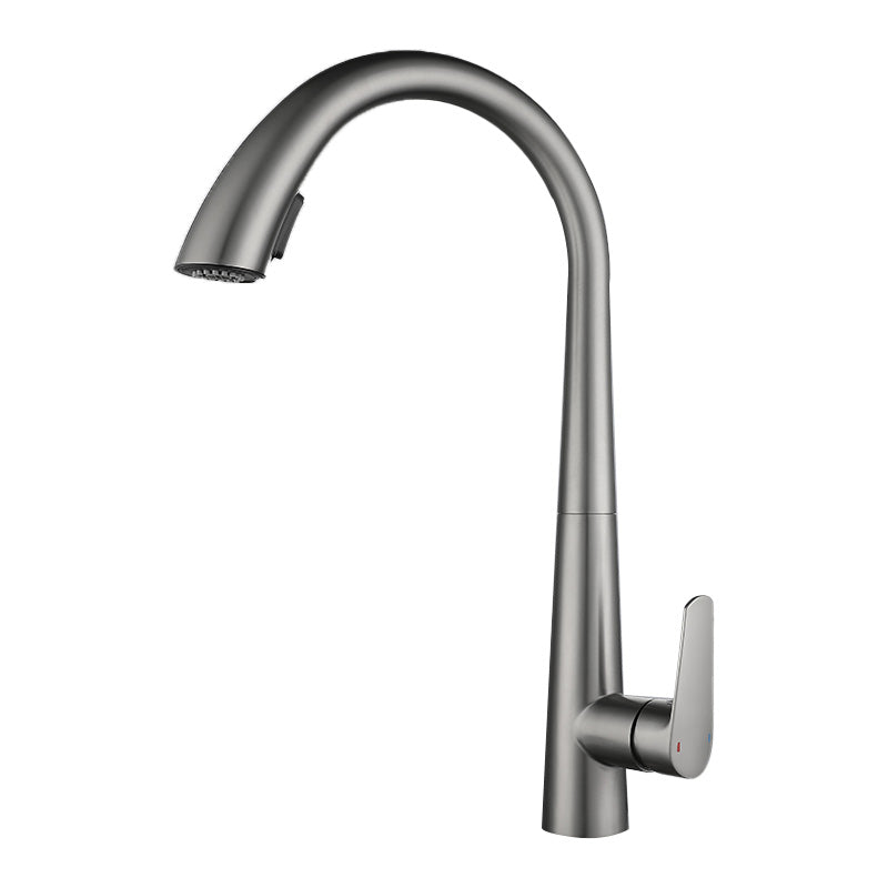 Contemporary High-Arc Kitchen Faucet Swivel Spout with Pull Down Sprayer