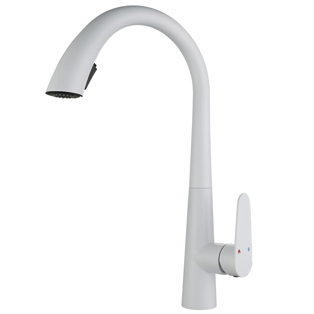 Contemporary High-Arc Kitchen Faucet Swivel Spout with Pull Down Sprayer