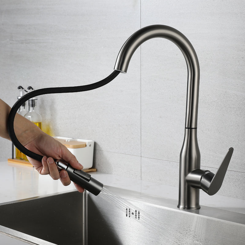 Kitchen Bar Faucet Swivel Spout 304 Stainless Steel with Pull Out Sprayer