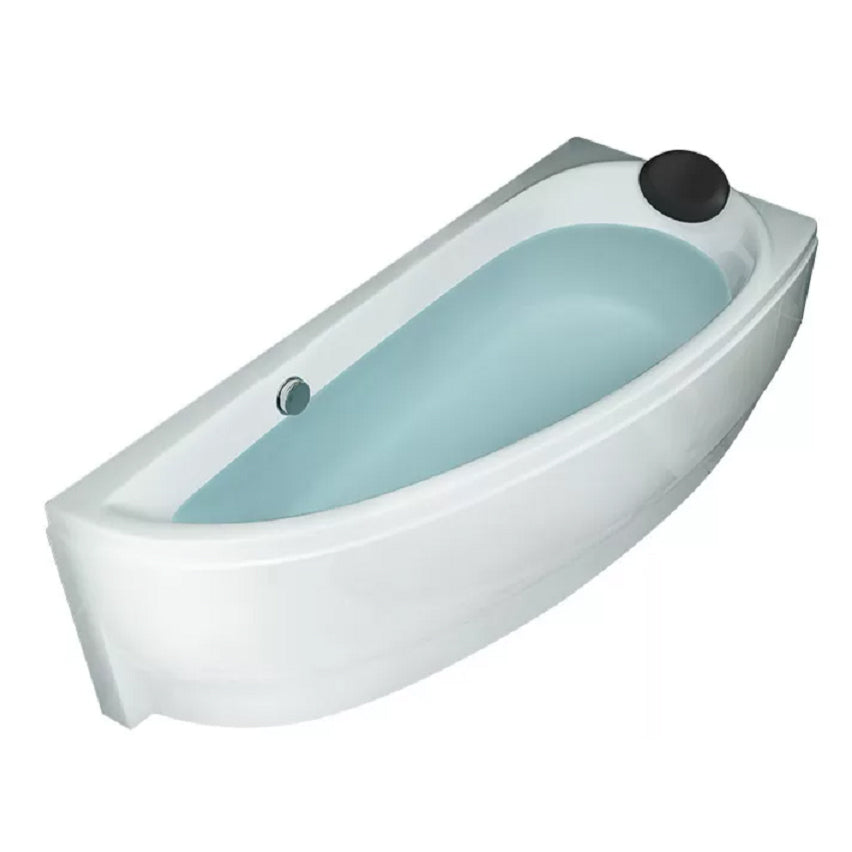 Back to Wall Corner Bathtub Acrylic White Modern Soaking Bath