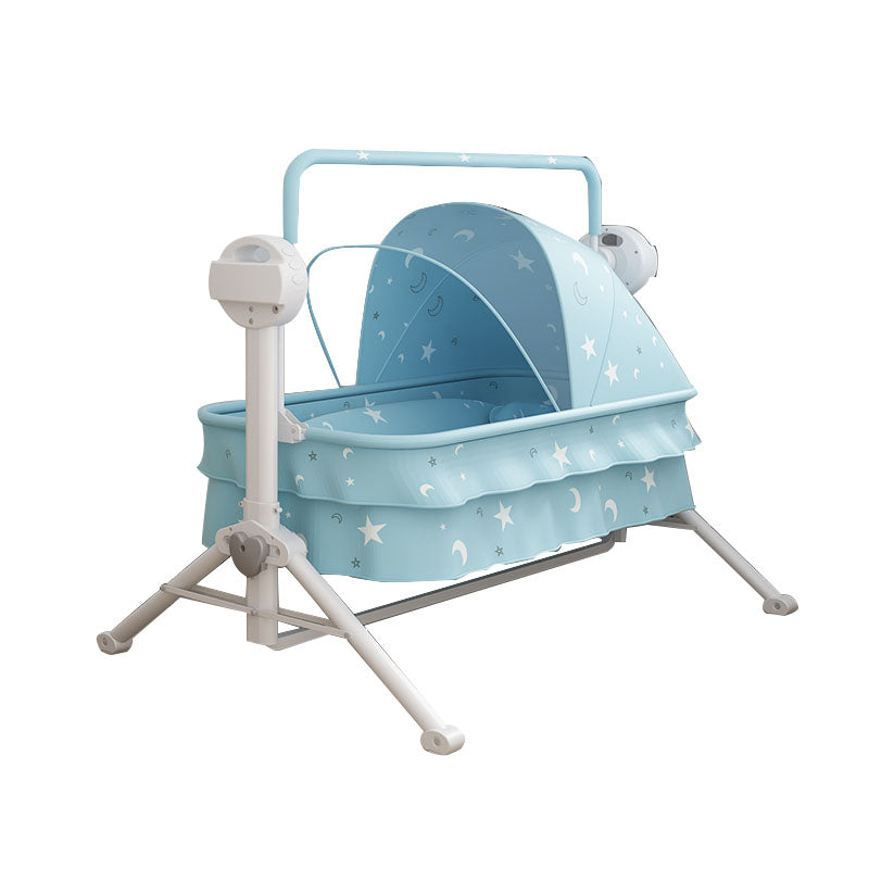 Contemporary Square Bassinet Metal Cradle with Stand for Newborn