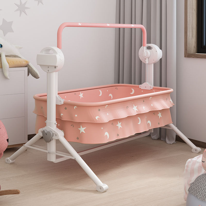 Contemporary Square Bassinet Metal Cradle with Stand for Newborn