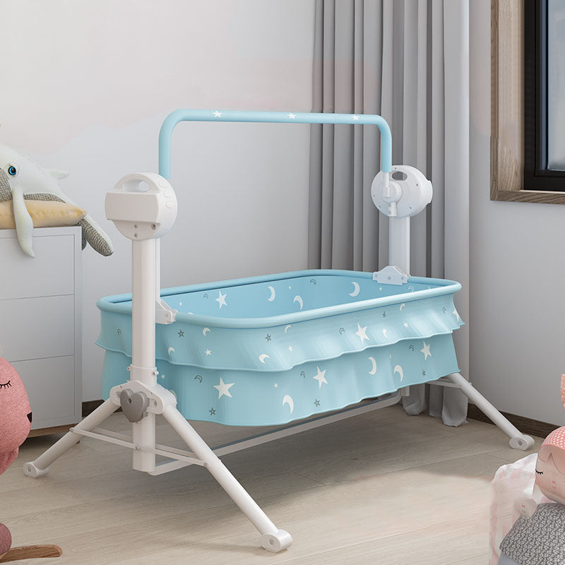 Contemporary Square Bassinet Metal Cradle with Stand for Newborn