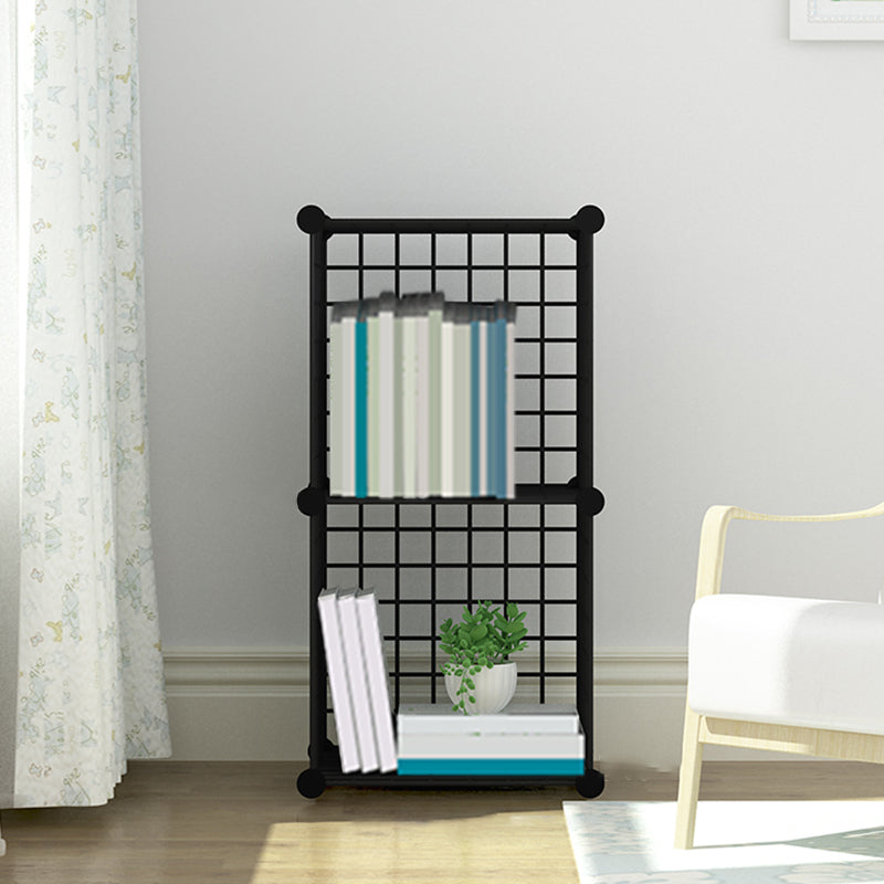 Industrial Closed Back Cubby Storage Bookcase Metal Bookshelf in Black