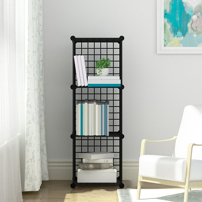 Industrial Closed Back Cubby Storage Bookcase Metal Bookshelf in Black