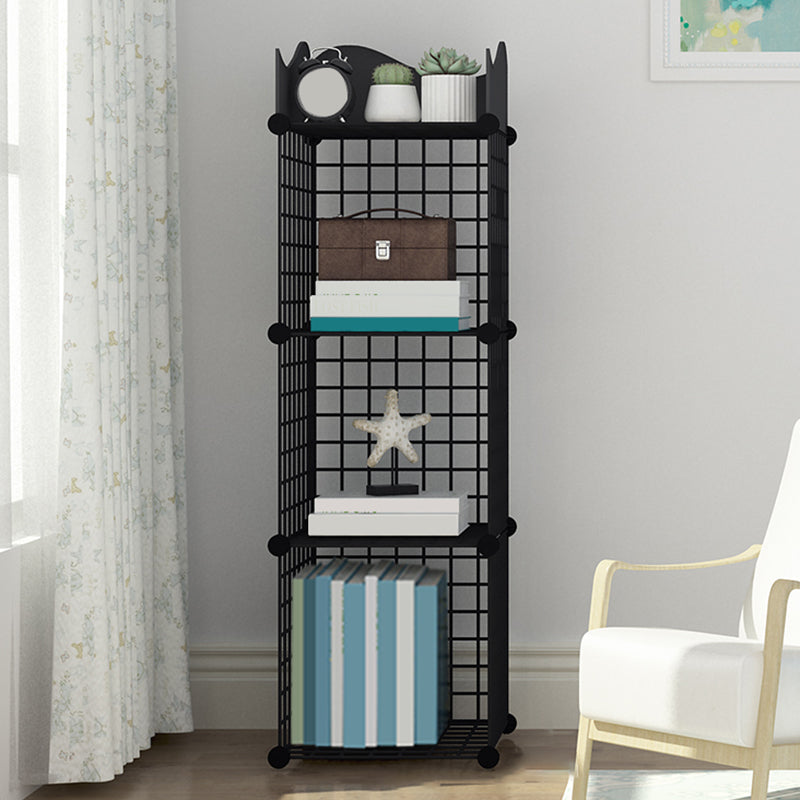 Industrial Closed Back Cubby Storage Bookcase Metal Bookshelf in Black