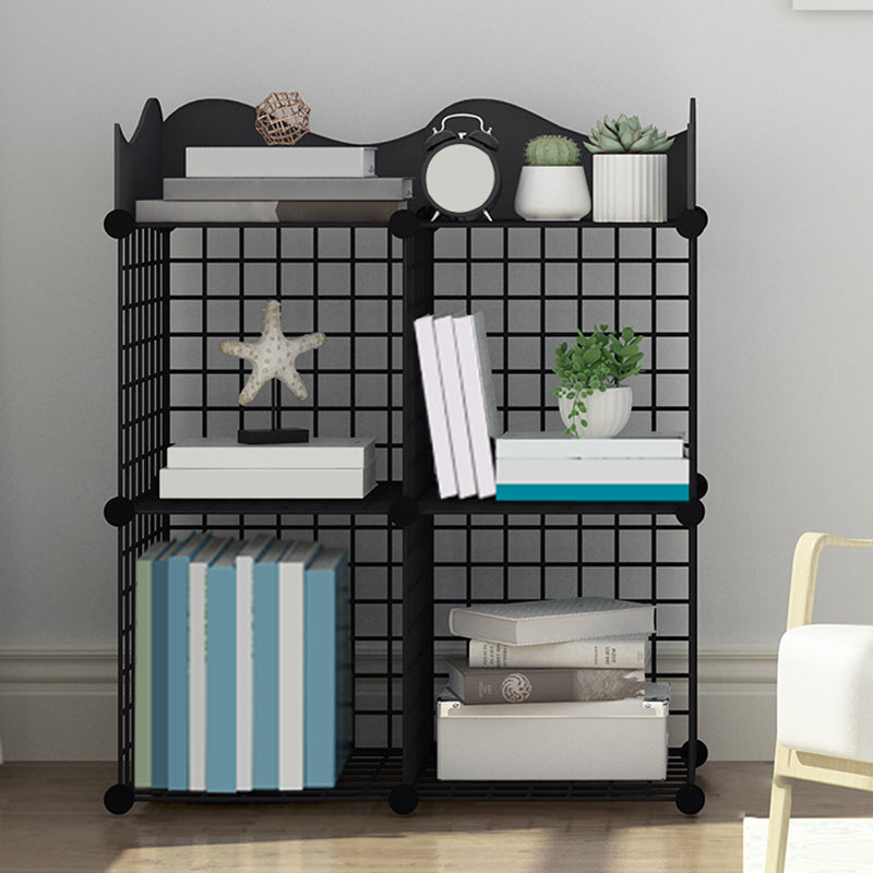 Industrial Closed Back Cubby Storage Bookcase Metal Bookshelf in Black