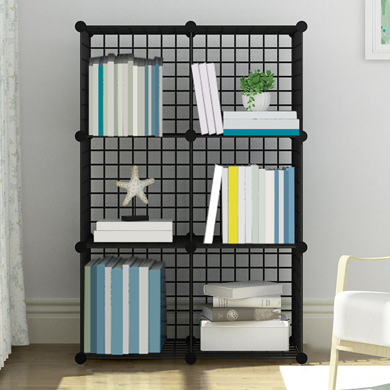 Industrial Closed Back Cubby Storage Bookcase Metal Bookshelf in Black