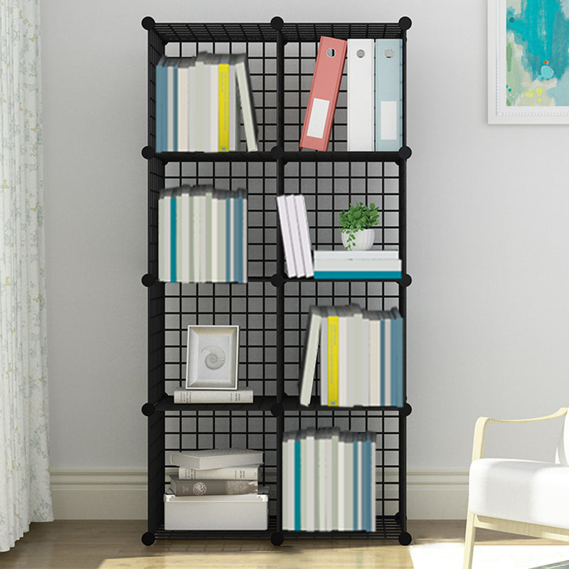 Industrial Closed Back Cubby Storage Bookcase Metal Bookshelf in Black