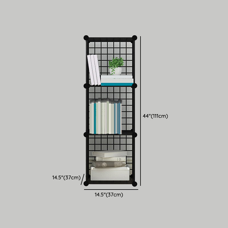 Industrial Closed Back Cubby Storage Bookcase Metal Bookshelf in Black