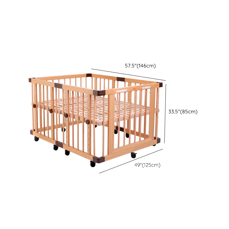 Baby Crib with Adjustable Height Convertible Nursery Bed with Guardrail