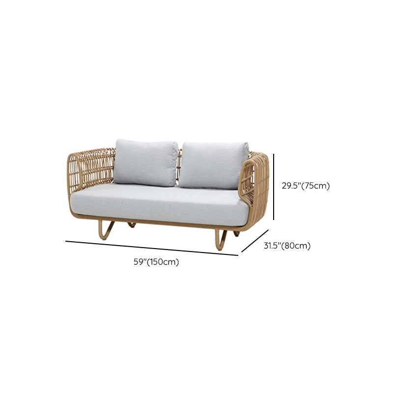 Modern Wicker Outdoor Patio Sofa No Distressing Natural Patio Sofa