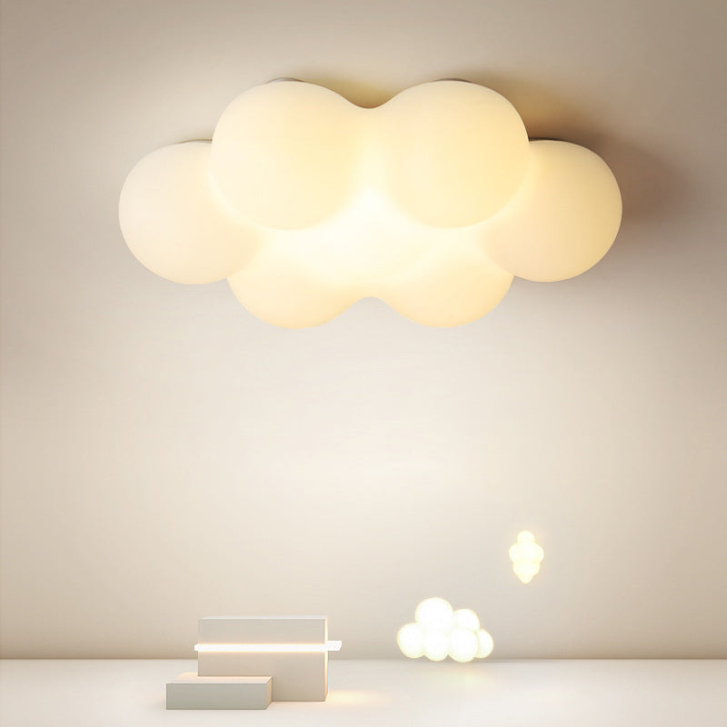 Kids Style LED Ceiling Mount Plastic Cloud Shape Flush Mount in White