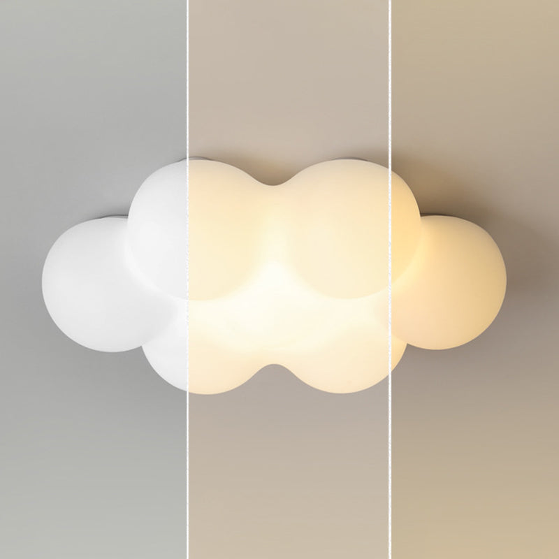 Kids Style LED Ceiling Mount Plastic Cloud Shape Flush Mount in White