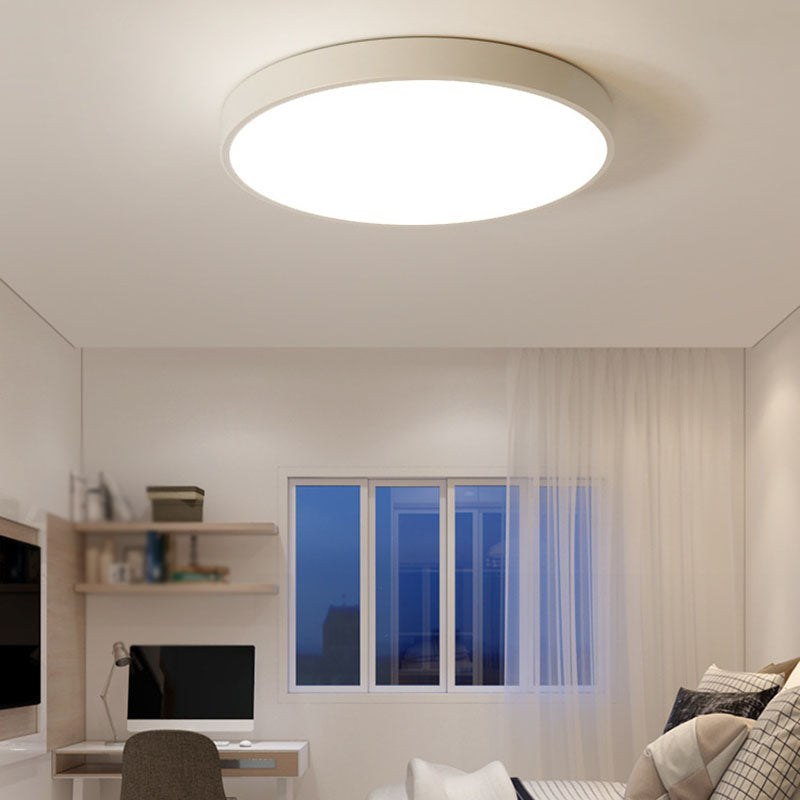 Iron and Acrylic Ceiling Flush in White Round Modernism LED Flush