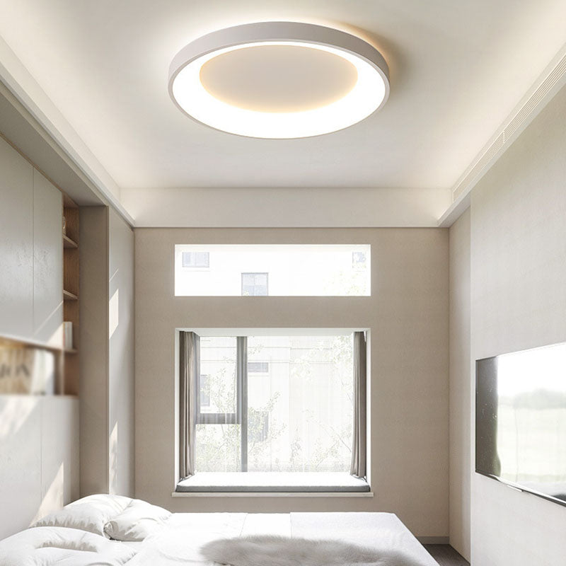 Matte White Flush Metal Contemporary Round LED Ceiling Flush Mount